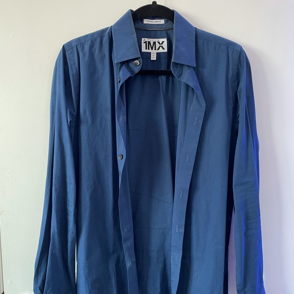 express navy button down dress shirt